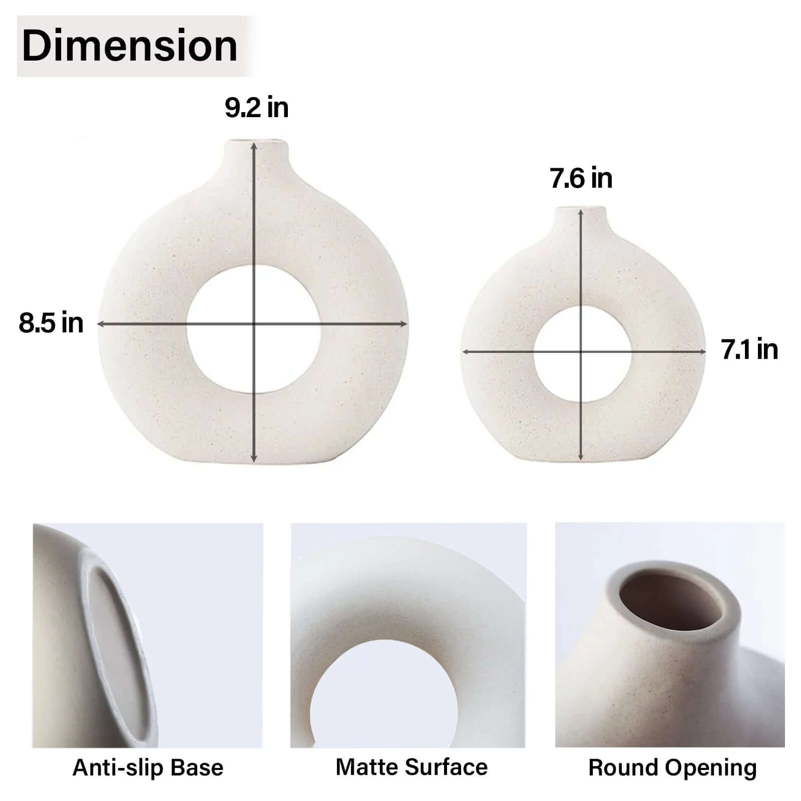 Elevate Your Home Decor with Our Set of 2 Stylish White Ceramic Donut Vases - Perfect for Modern Farmhouse Aesthetics!