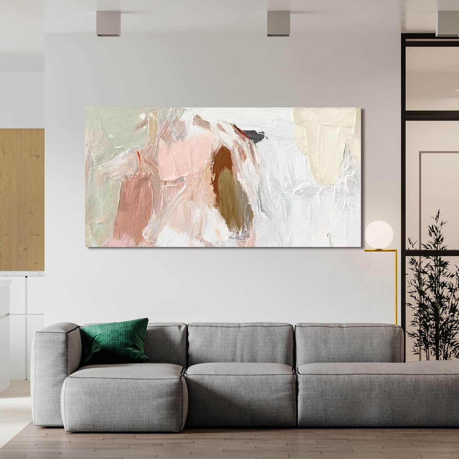 Pink & White Abstract Canvas Wall Art