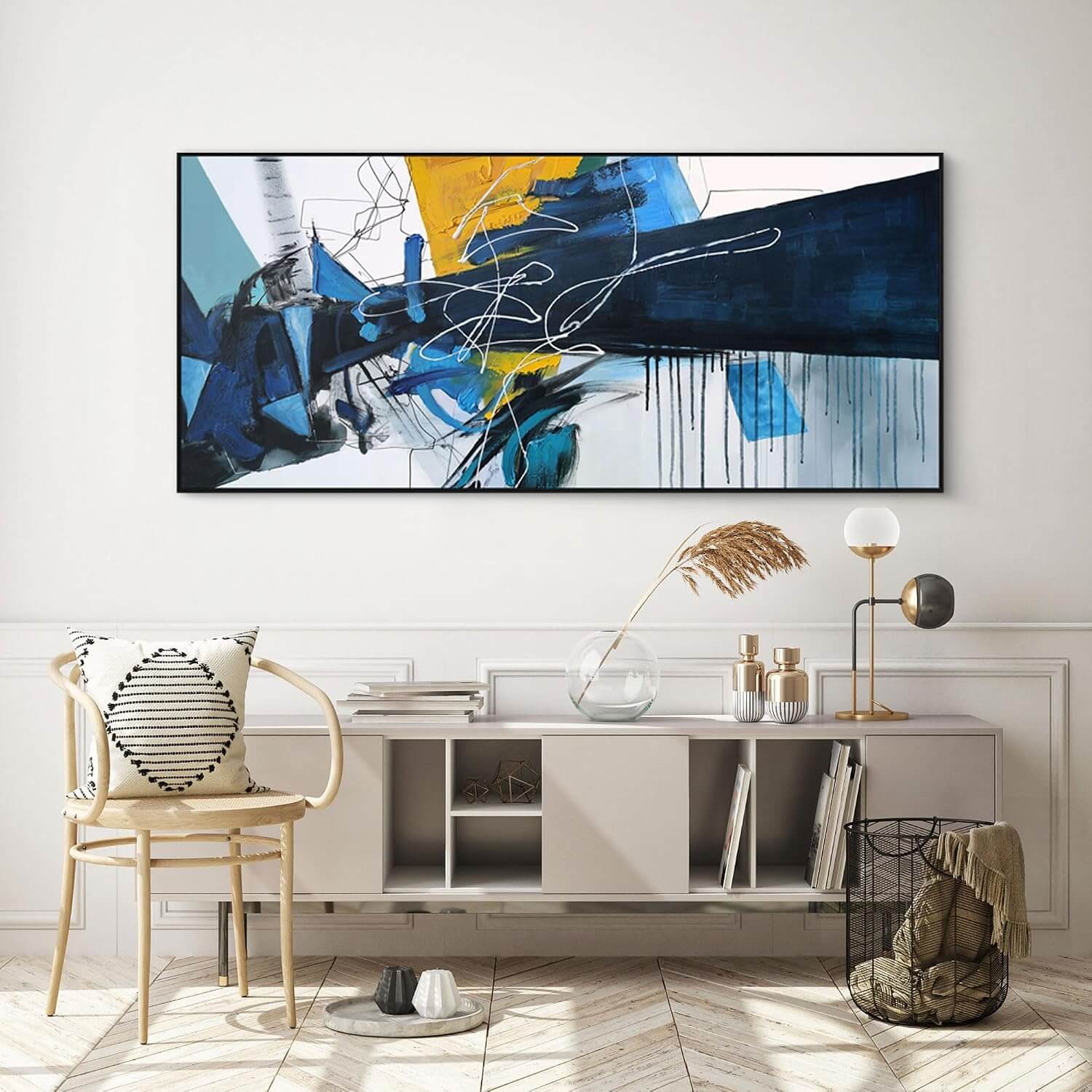Extra Large Blue Abstract Canvas Wall Art