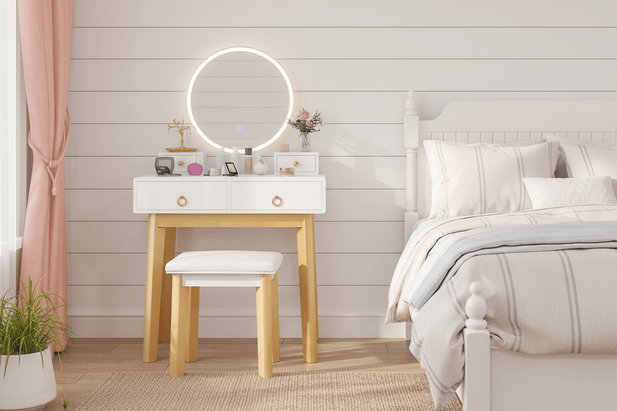 White Makeup Vanity Desk