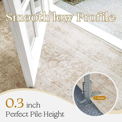 Transform Your Space with Our Elegant 8X10 Washable Beige Vintage Area Rug – Perfect for Living Rooms!