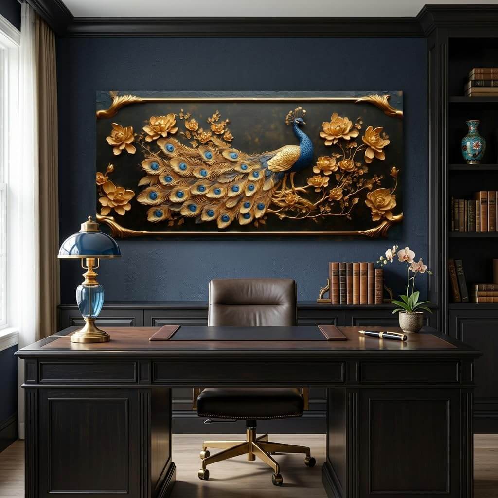 Gold Peacock Canvas Wall Art
