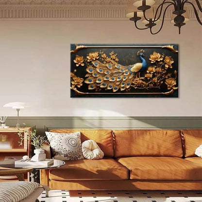 Gold Peacock Canvas Wall Art