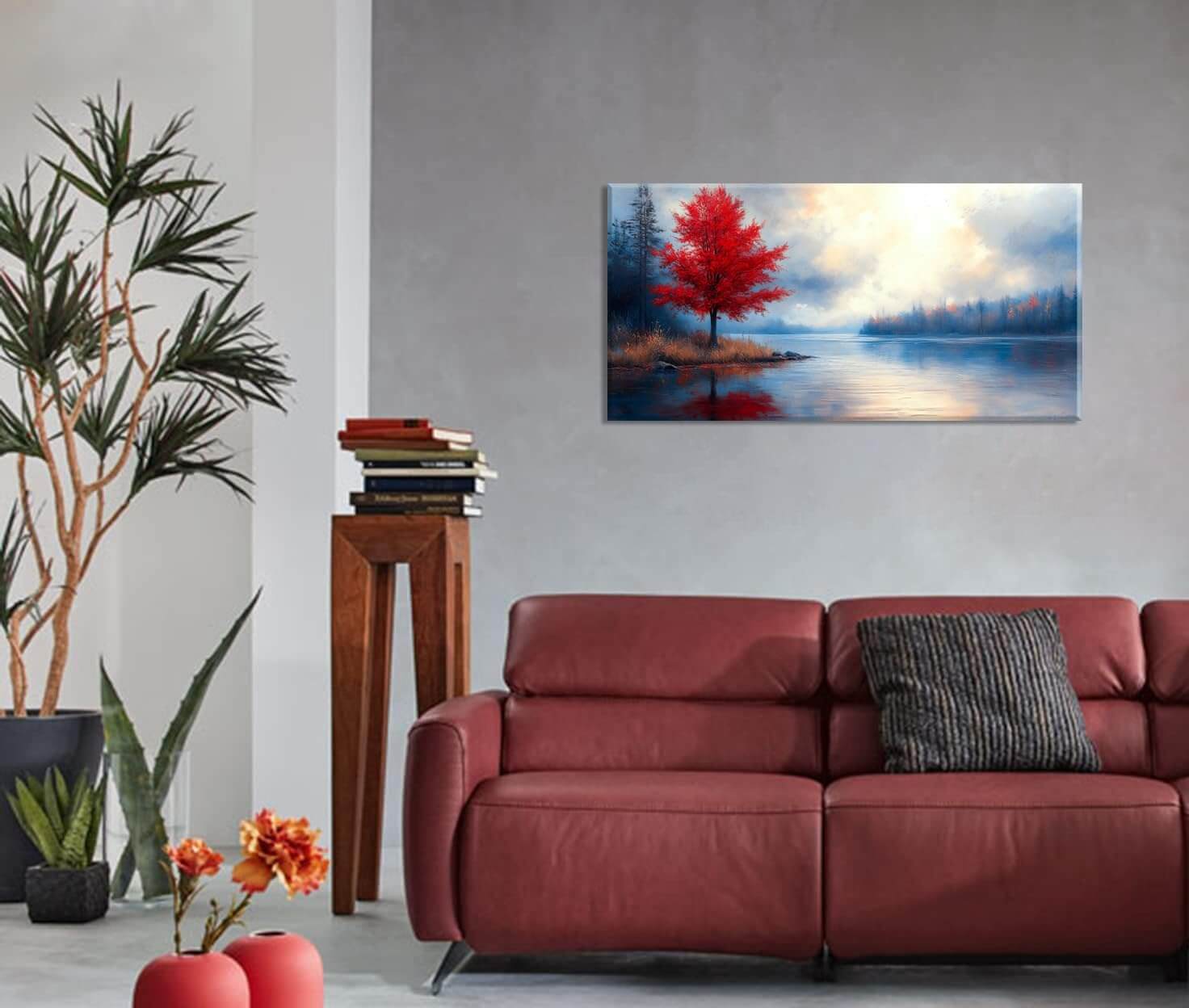 Red Maple Lake Canvas Wall Art