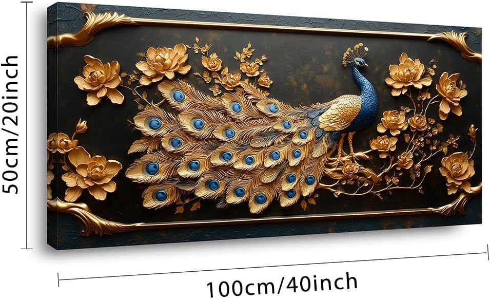 Gold Peacock Canvas Wall Art