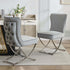 Elegant Light Grey Velvet Dining Chairs - Set of 2 with Stylish Silver X-Legs for Modern Glam Decor