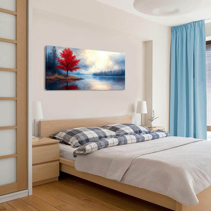 Red Maple Lake Canvas Wall Art
