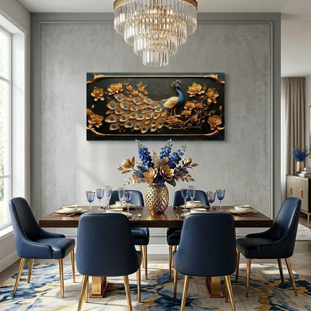 Gold Peacock Canvas Wall Art