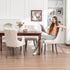 Elegant Velvet Dining Chairs Set of 4 - Luxurious Upholstered Kitchen & Dining Room Seating with High Wing Back, Nailhead Trim, and Stylish Metal Pull Ring in Beige