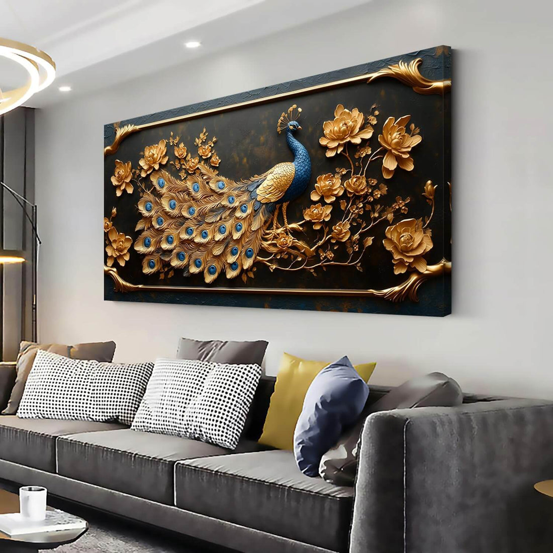 Gold Peacock Canvas Wall Art