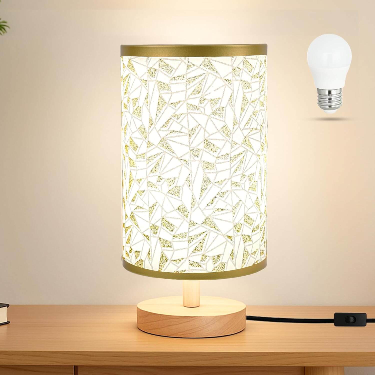 Chic Rose Gold Desk Lamp with Flaxen Shade - Perfect for Bedrooms, Offices, and Nightstands