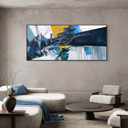 Extra Large Blue Abstract Canvas Wall Art