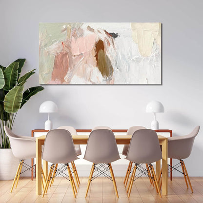 Pink &amp; White Abstract Canvas Wall Art