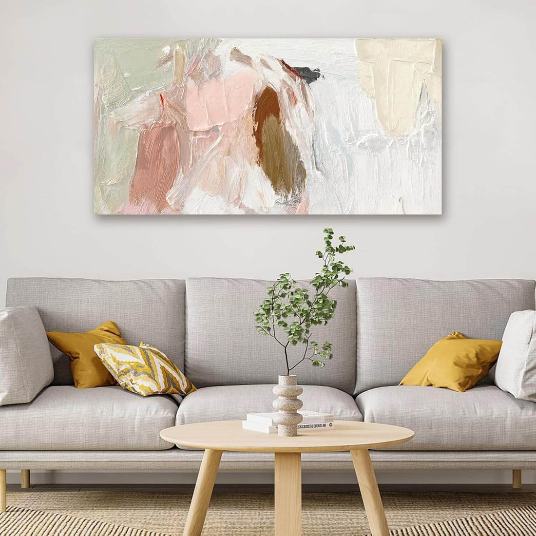 Pink &amp; White Abstract Canvas Wall Art