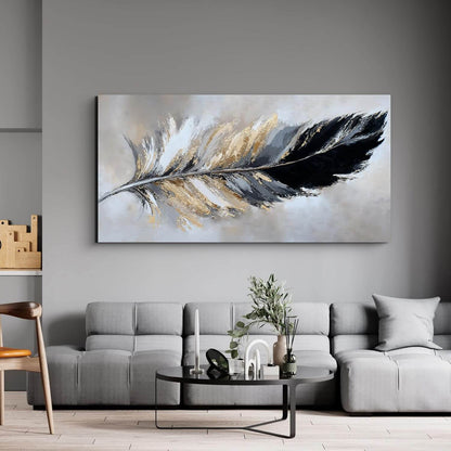 Grey &amp; Gold Abstract Canvas Wall Art | 24x48 Framed