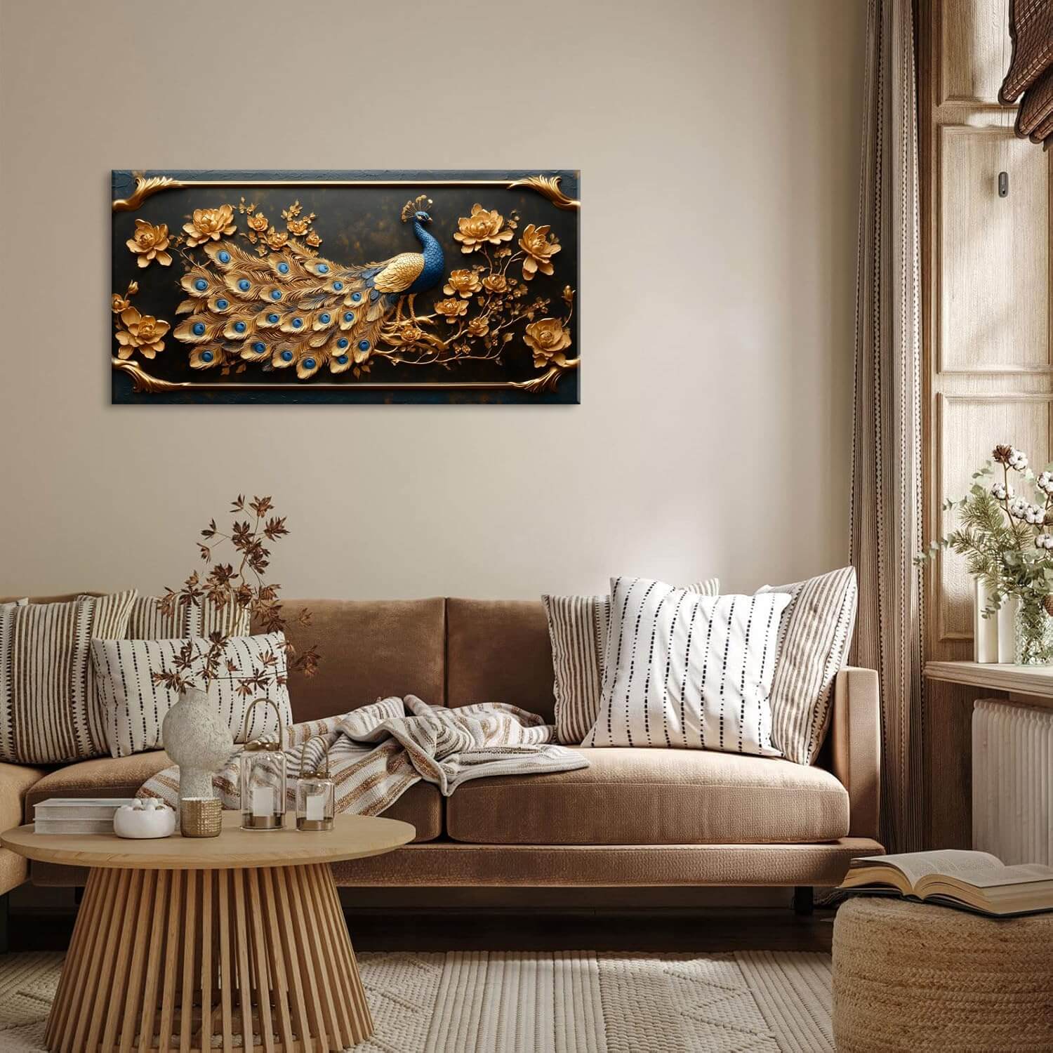 Gold Peacock Canvas Wall Art