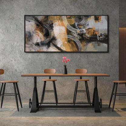 Transform Your Space with Our Stunning Large Abstract Canvas Wall Art - 70x31 Inches in Vibrant Orange, Gray, and Yellow