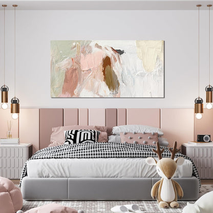 Pink &amp; White Abstract Canvas Wall Art