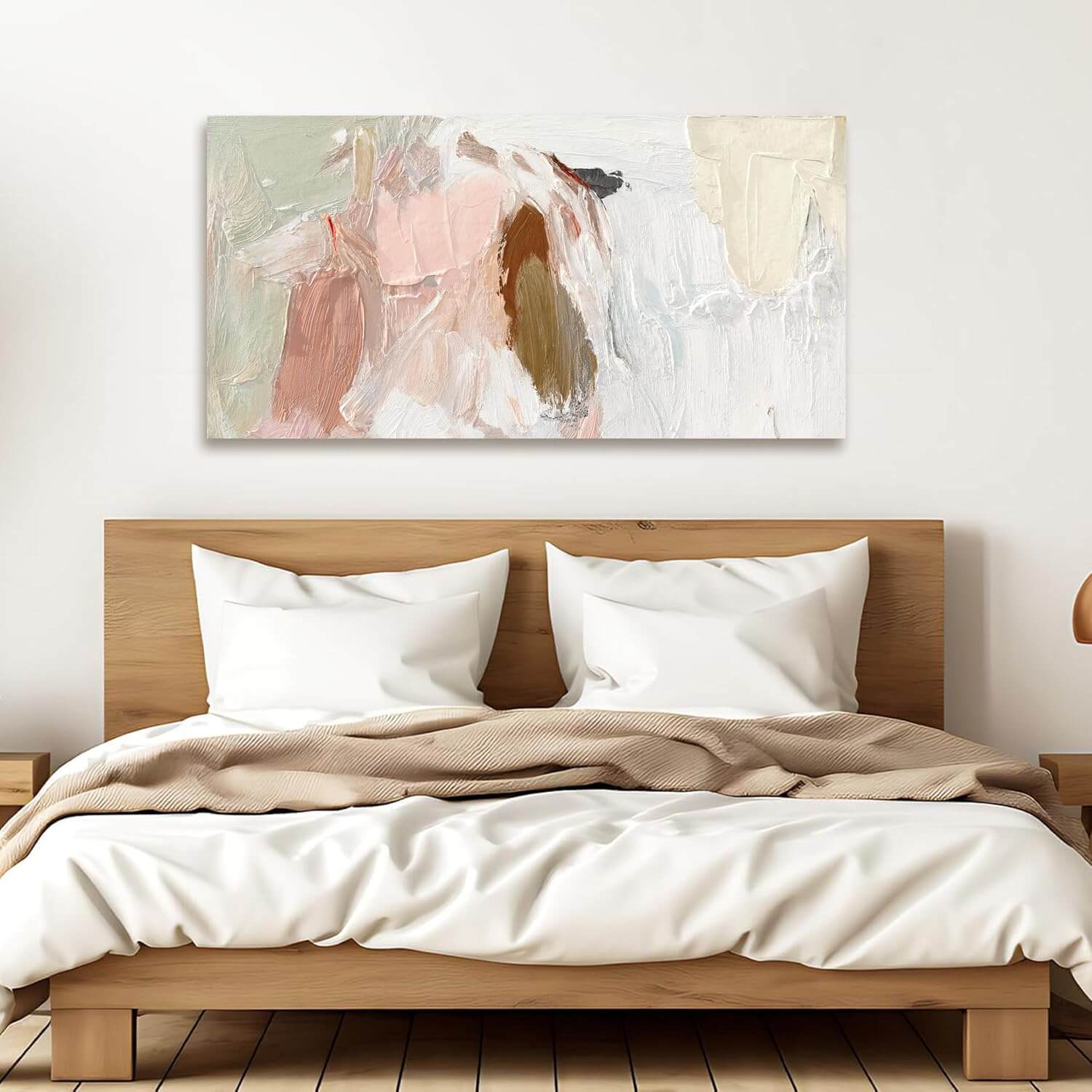 Pink &amp; White Abstract Canvas Wall Art