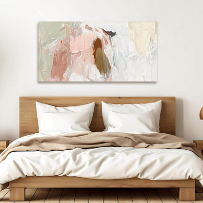 Pink &amp; White Abstract Canvas Wall Art
