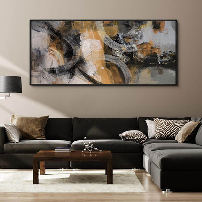 Transform Your Space with Our Stunning Large Abstract Canvas Wall Art - 70x31 Inches in Vibrant Orange, Gray, and Yellow