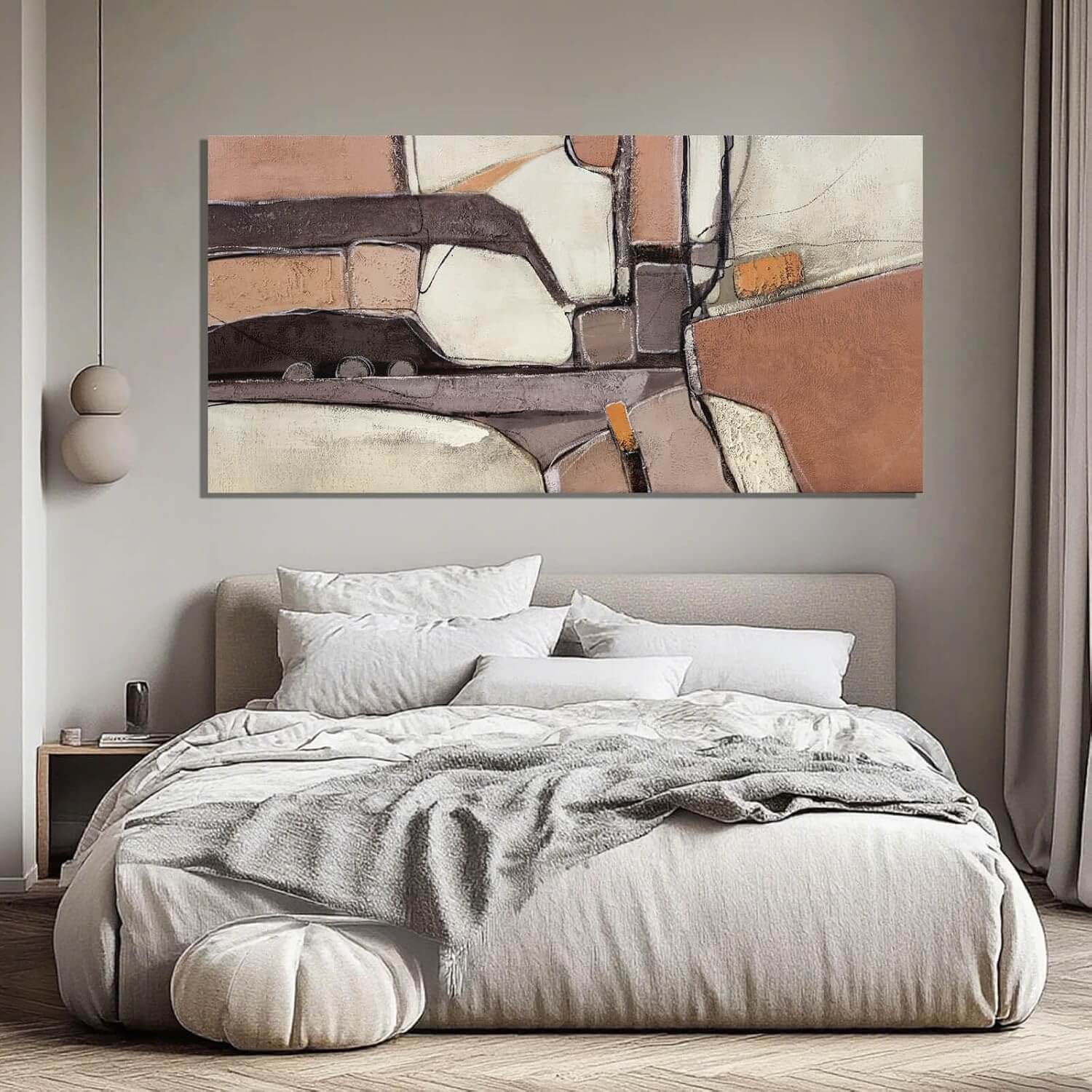 Elevate Your Space with Stunning Large Grey Abstract Canvas Art - Perfect for Living Rooms, Bedrooms, and Offices, 24" x 48"