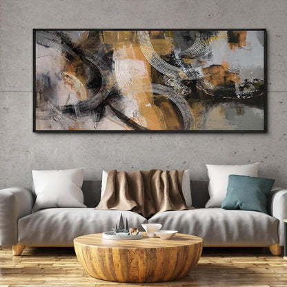 Transform Your Space with Our Stunning Large Abstract Canvas Wall Art - 70x31 Inches in Vibrant Orange, Gray, and Yellow