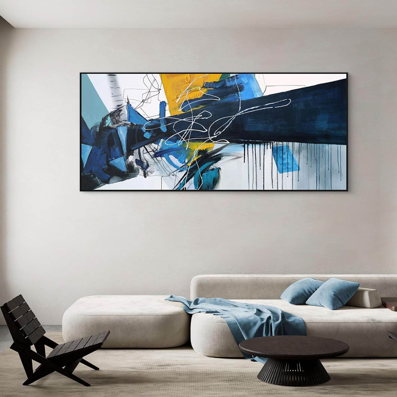 Extra Large Blue Abstract Canvas Wall Art
