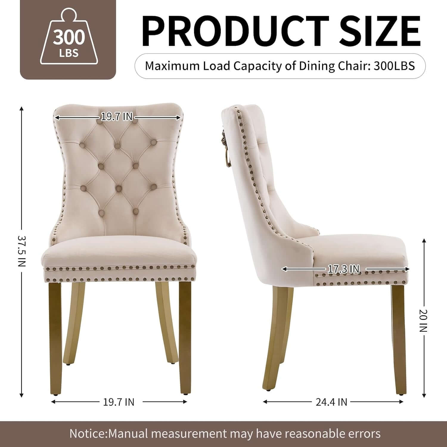 Elevate Your Dining Experience with Our Luxurious Beige Velvet Dining Chairs Set of 4 – Stylish Upholstered Design with Golden Wooden Legs and Elegant Lion Head Pulls