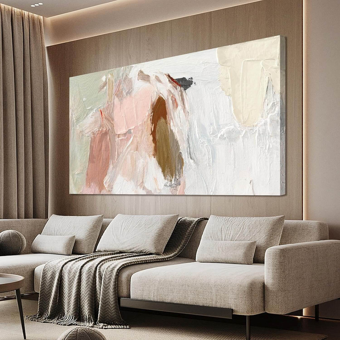 Pink &amp; White Abstract Canvas Wall Art