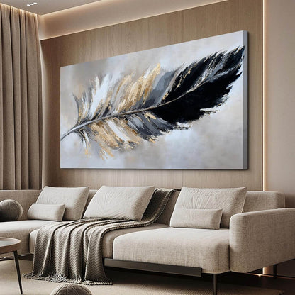 Grey &amp; Gold Abstract Canvas Wall Art | 24x48 Framed