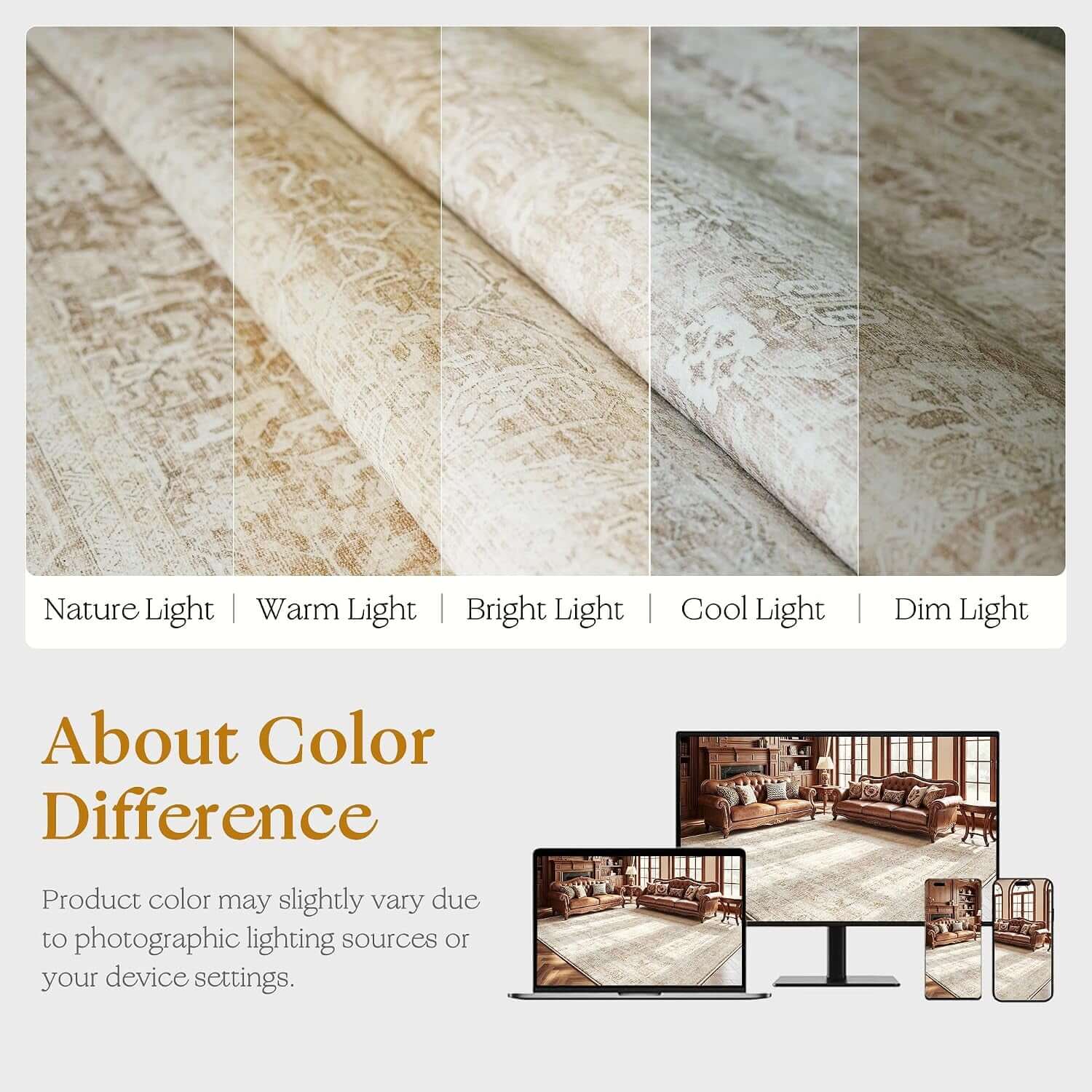 Transform Your Space with Our Elegant 8X10 Washable Beige Vintage Area Rug – Perfect for Living Rooms!