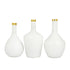 Elegant White Glass Vase Set with Gold Rim - 3 Piece Glam Decor for Your Home