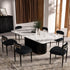 Elevate Your Dining Experience with Our Elegant 7-Piece Faux Marble Dining Set Featuring Boucle Armless Chairs in Chic Black