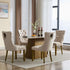 Elevate Your Dining Experience with Our Luxurious Beige Velvet Dining Chairs Set of 4 – Stylish Upholstered Design with Golden Wooden Legs and Elegant Lion Head Pulls