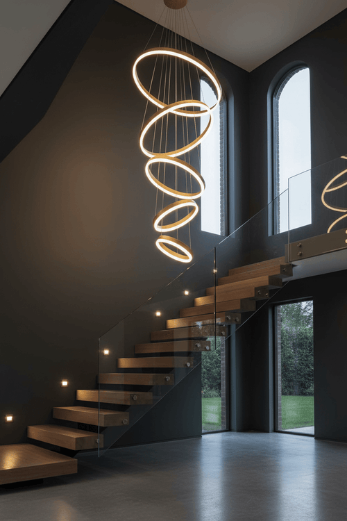 5-Ring Gold LED Chandelier