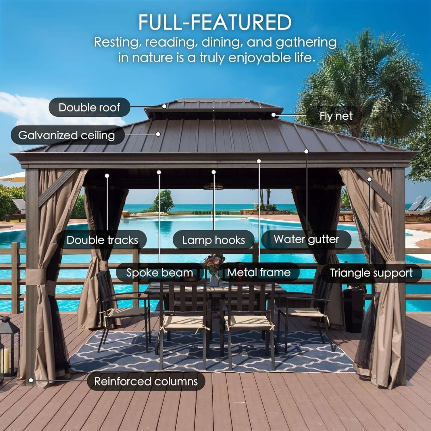 Kozyard Alexander Hardtop Gazebo