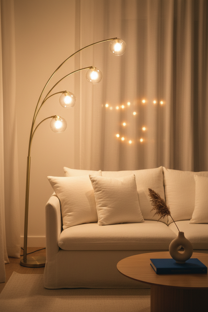 Gold Arc Floor Lamp Lifestyle