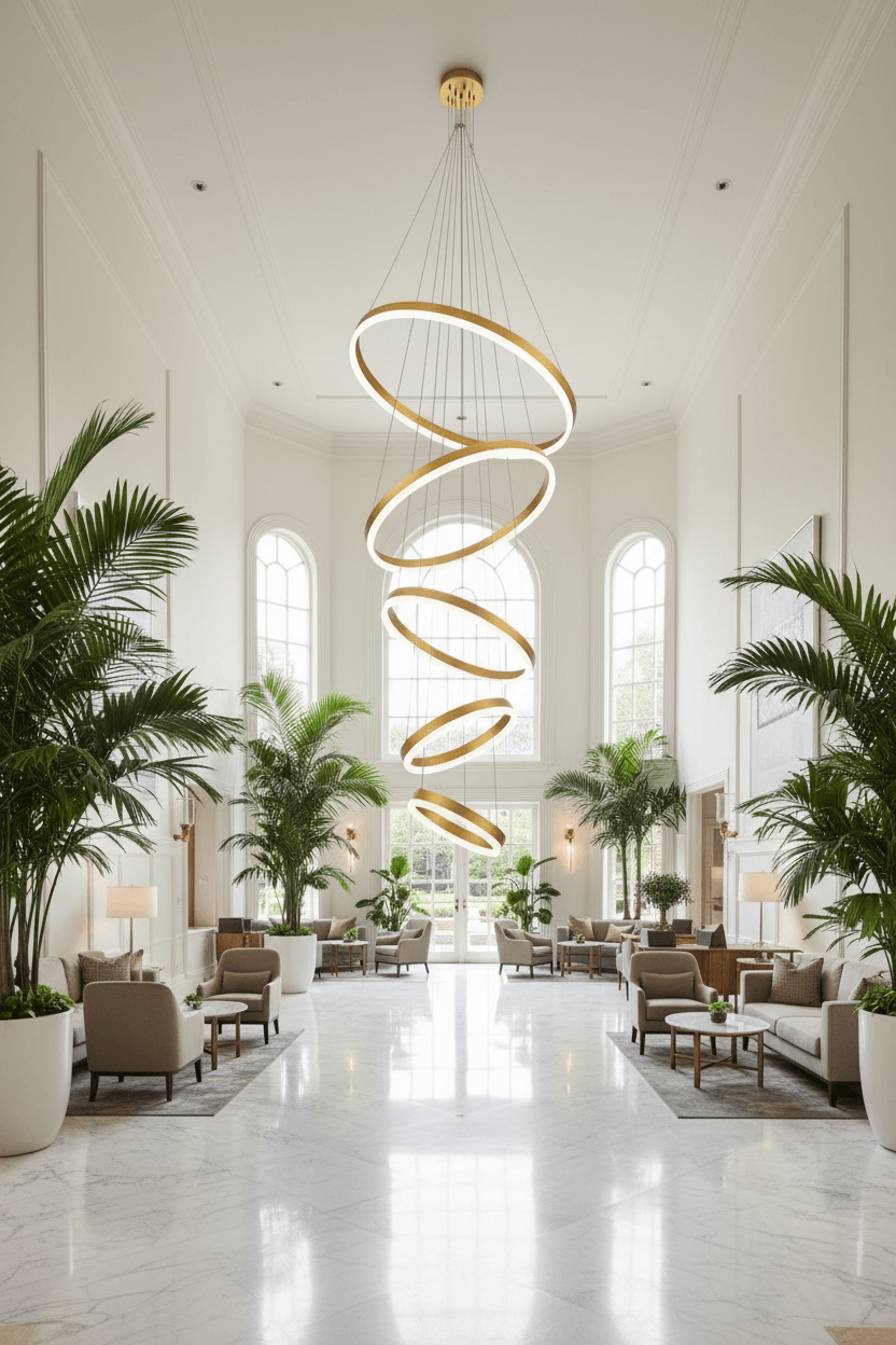 5-Ring Gold LED Chandelier