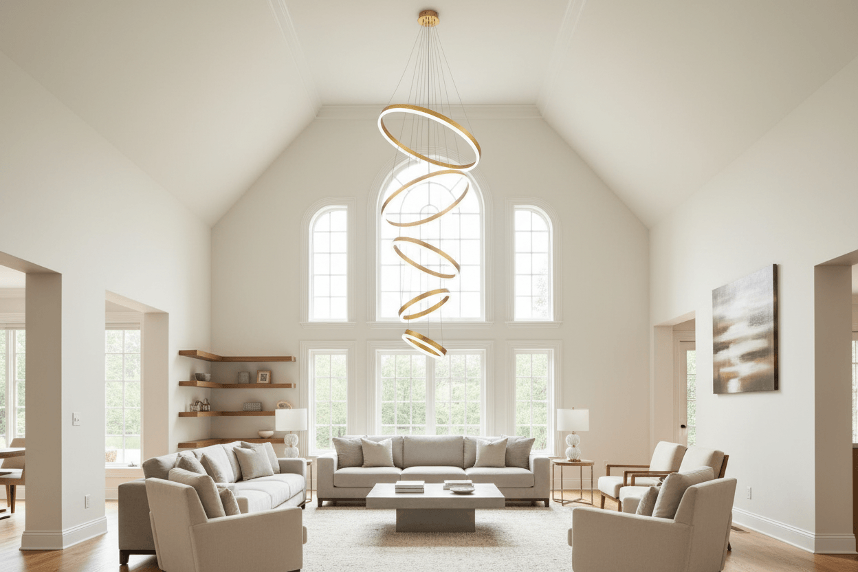 5-Ring Gold LED Chandelier