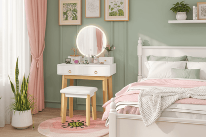 White Makeup Vanity Desk