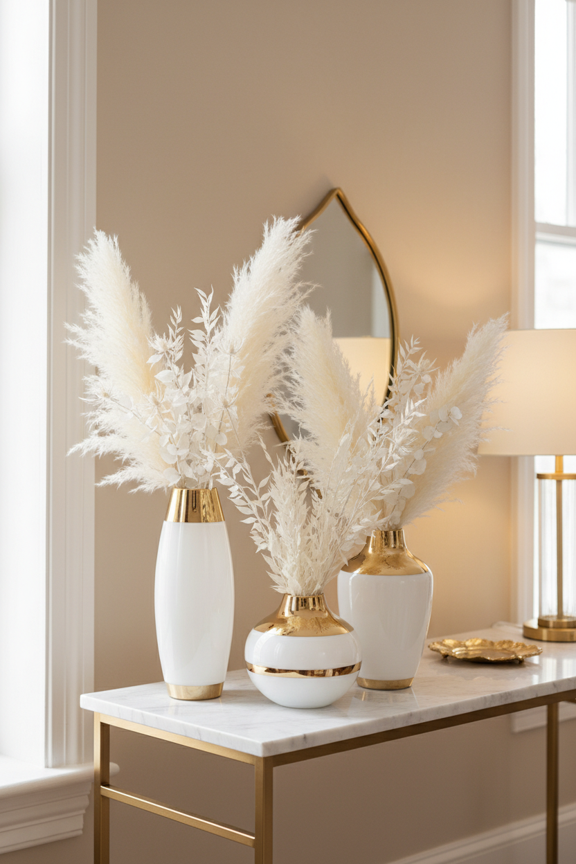 White Glass Vase Set Lifestyle